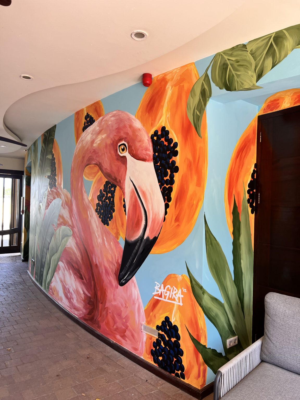 LIONSDIVE FLAMINGO CURACAO MURAL BY BAGIRA artist street art